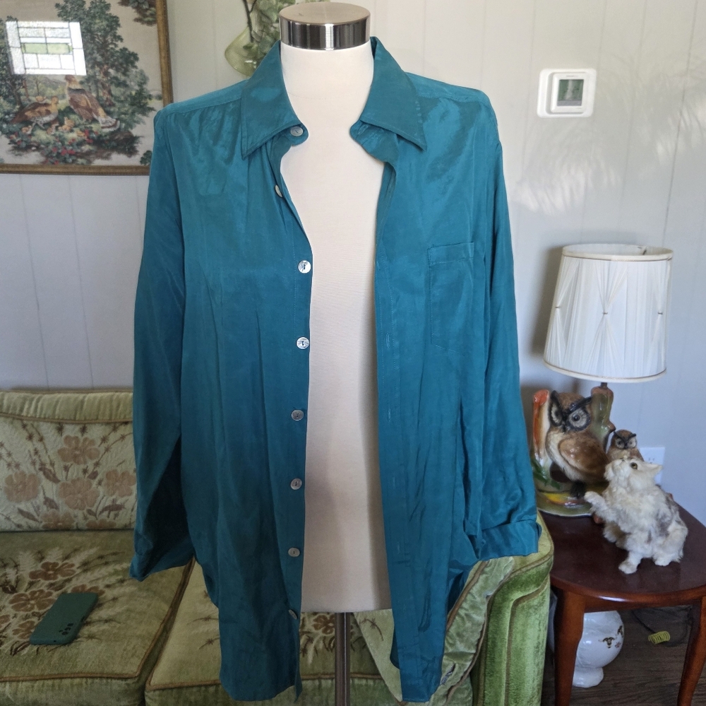 Nurture by Lamaze Teal Button-Down Shirt